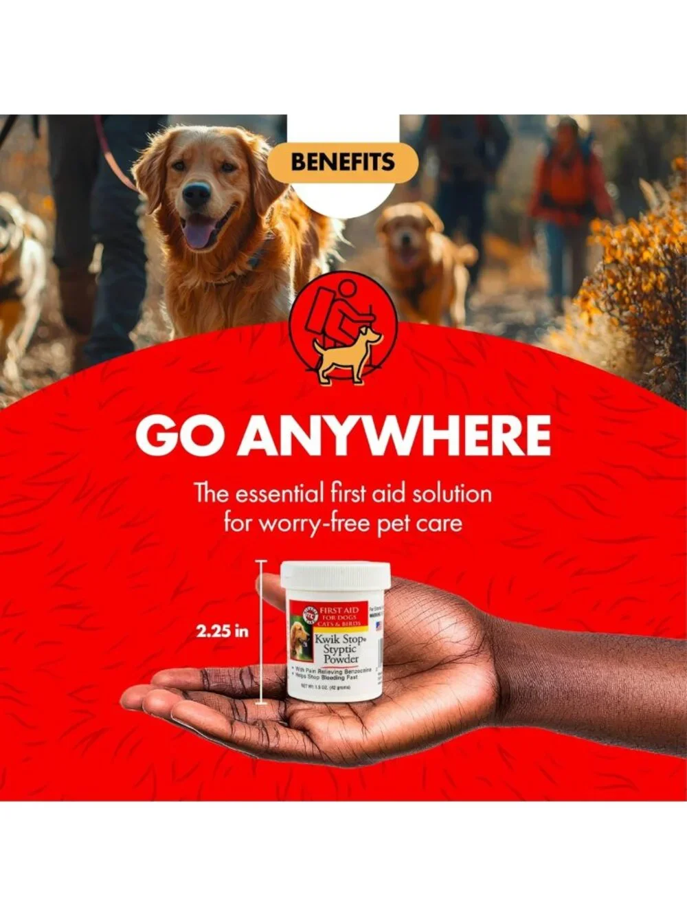 Fast-Acting Styptic Powder for Dogs, Cats & Birds - Pain Relief, 1.5 oz